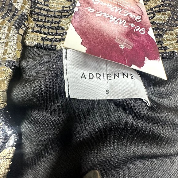 Adrienne NWT Sequin Dress Size Small Black And Gold with silver sequins Long sle - Picture 6 of 10